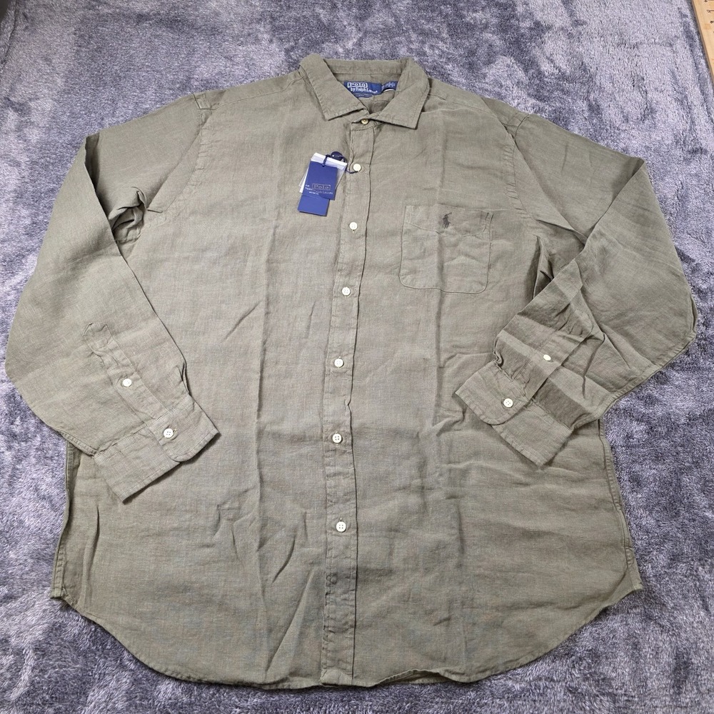 Polo Ralph Lauren Classic Linen Shirt Mens XXL Beach Resort Vacation Boracay